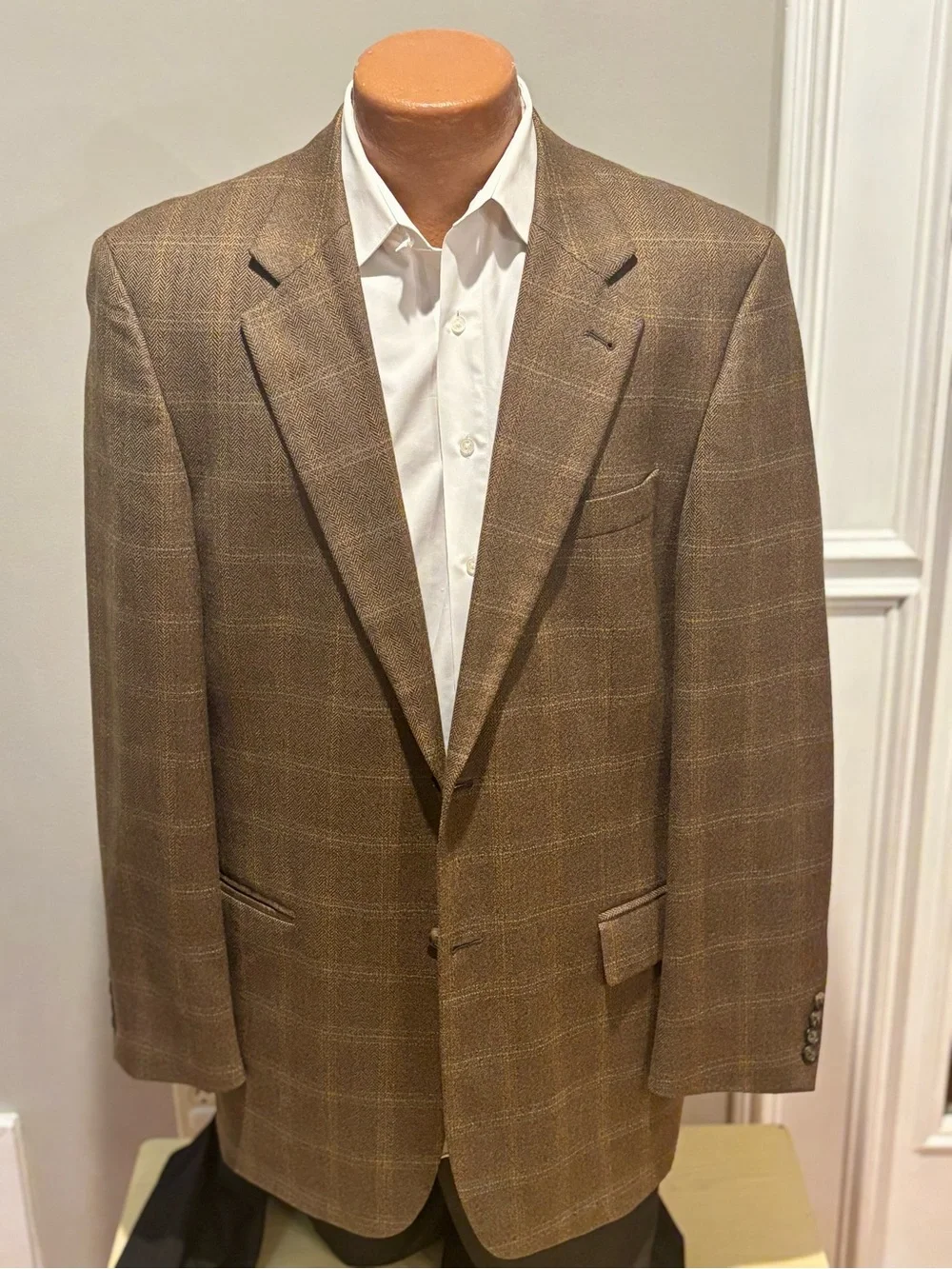 LaCrosse Luxury 100% Lambswool Men’s Plaid Sport Coat  - Size 42L